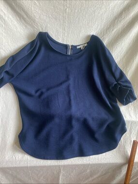 Green Envelope Navy Blue Top